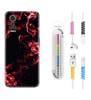 General Mobile GM 21 Pro GM 22 Pro Plus Kılıf Kablo Koruma Spiral Silikon Red Smoke 1745