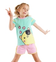 Kalpler Kız Çocuk T-shirt Şort Takım (Pembe)
