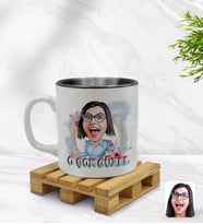 BK Gift Kişiye Özel O Çok Güzel Karikatürlü İçi Siyah Renkli Kupa Bardak Model 1
