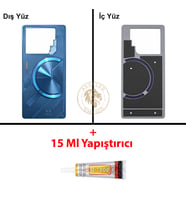 Infinix GT 20 Pro Mavi Uyumlu Arka Kapak + B7000 Yapıştırıcı Arka Cam Batarya Pil Kapağı Lazer Kesim