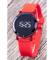 Unisex Takvimli Kırmızı Renk Çocuk Led Saati Yetişkin Saatleri ST-304320