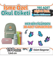 Kapbirhediye Okul Etiketi Isme Özel Kalem Defter Etiketi Kelebek Temalı 190 Adet