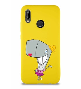 Huawei P20 Lite Soft Premier Kapak Pearl Yengeç Tasarımlı Silikon Kılıf - Sarı (Şeffaf)