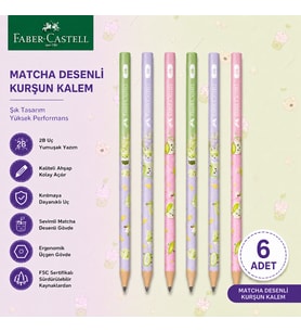 Faber-Castell Matcha Desenli Kurşun Kalem 6 Adet 2B Yuvarlak Gövde