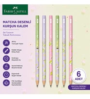 Faber-Castell Matcha Desenli Kurşun Kalem 6 Adet 2B Yuvarlak Gövde