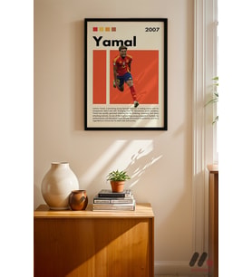 Yamal Futbol Posteri, Siyah Çerçeveli Duvar Tablosu - Spor Severlere Hediye