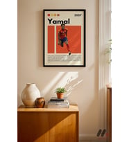 Yamal Futbol Posteri, Siyah Çerçeveli Duvar Tablosu - Spor Severlere Hediye