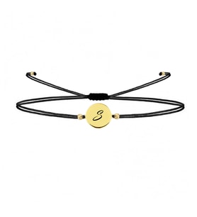 Alberaccessories 925 Ayar Gümüş Tasarım 14 K Gold Kaplama İp Örgü S Harf Şans Bileklik