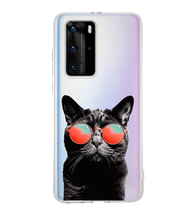 PrintiFy Huawei P40 Pro ile Uyumlu 1mm Slim Fit Kedi 3 050d Baskılı Şeffaf  Kılıf