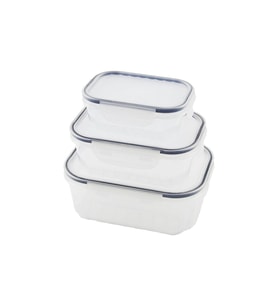 3PCS QUİCK SIZDIRMAZ SAKLAMA KABI SETİ ŞEFFAF KAP - BUĞULU-CONTALI KAPAK 500-1000-1700ML (5680)