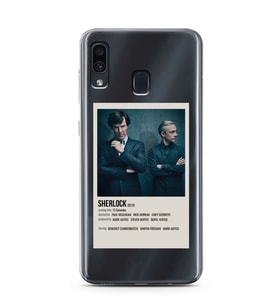 Samsung Galaxy A20/A30 Uyumlu Sherlock Minimalist Poster Desenli Şeffaf Telefon Kılıfı