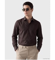 LCW BUSINESS Kahverengi Slim Fit Armürlü Erkek Gömlek