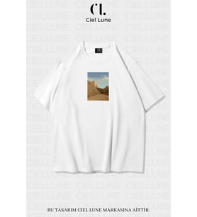 Nevermind Unisex Saudi Desing Ciel Studio- Oversize T-Shirt (Beyaz)