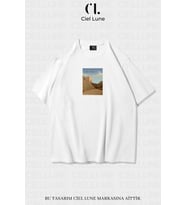 Nevermind Unisex Saudi Desing Ciel Studio- Oversize T-Shirt (Beyaz)