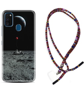 Samsung M21 M22 M23 M30 M31S M32 Kılıf Boyun Asklı Rasta Silikon Astronoot Red Baloon 1608
