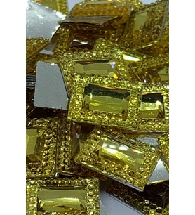 Süsleme Taşı Dikdörtgen Sarı 13x18mm Polyester Taş 1000 Adet