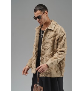 Oversize Önü Çıtçıt Kapamalı Astarsız Ve Cepsiz Peluş Ceket