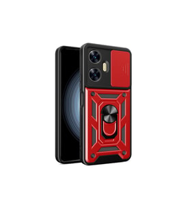 Realme C55 Kılıf Pars Lens Yüzüklü Silikon - Kırmızı