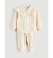 LCW baby Bej Kız Bebek Hırka Ve Pantolon 2'li Takım