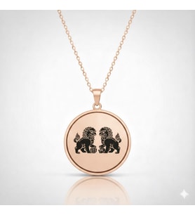 Kişiye Özel Fu Dogs Feng Shui Kolye Koruma ve Gücün Sembolü 925K Gümüş (Rose)