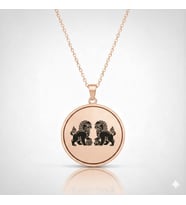 Kişiye Özel Fu Dogs Feng Shui Kolye Koruma ve Gücün Sembolü 925K Gümüş (Rose)