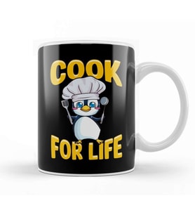 Cute Penguin Cook For Life Cooking Kitchen Animal Kupa Bardak Porselen