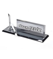 TEK KALEMLİ ZARİF ŞIK OFİS DEKORU MASA İSİMLİK (Gümüş)