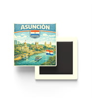 Retro Paraguay Asuncion Şehri Temalı Vintage Buzdolap Magneti – 9x9 cm