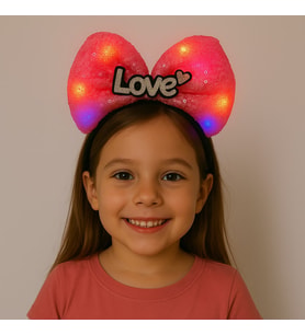 LED Işıklı Love Yazılı Fuşya Fiyonk Taç – Kız Çocuk Parti Tacı