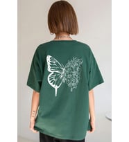 Unisex Drawing Butterflies  Tasarım T-shirt (Yeşil)