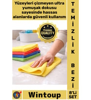 #Bez Çok Amaçlı Toz Toplayıcı Yumuşak Araç Renkli Leke Bırakmaz 8'li Mikrofiber Temizlik Bezi Seti