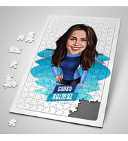 Yüzme Hocası Kadın Karikatürlü 240 Parça Kişiye Özel Puzzle