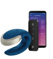 Kumandalı ve Telefon Kontrollü Satisfyer Double Love Blue Çiftlere Özel Vibratör