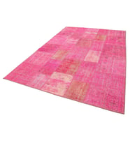 Pembe Halı Salon Halısı Patchwork Desenli Modern El Dokuma Yünlü Yatak Odası Bohem Dekor