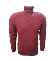Ce-Ce 1014 Erkek Basic Desenli Tam Balıkçı Boğazlı Kazak - Bordo (Bordo)