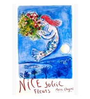 1962 Marc Chagall Nice Soleil Fleurs Fransa Seyahat Posteri Tablo Ahşap Poster Dekoratif