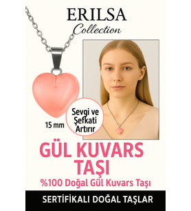 Sertifikalı Kalp Model Mini Gül Kuvars Kolye – Sevgi, Şefkat ve Kalp Çakrası Taşı (Çok Renkli)