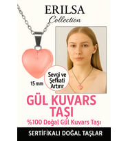 Sertifikalı Kalp Model Mini Gül Kuvars Kolye – Sevgi, Şefkat ve Kalp Çakrası Taşı (Çok Renkli)