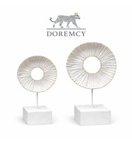 Doremcy Dekoratif Halka Biblo 2’li Set Polyester Modern Salon Konsol Ev Ofis Obje (Beyaz)