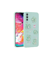 Samsung Galaxy A70 Uyumlu Kılıf Kabartma Figürlü Parlak Zore Toys Silikon Kapak (Açık Yeşil)
