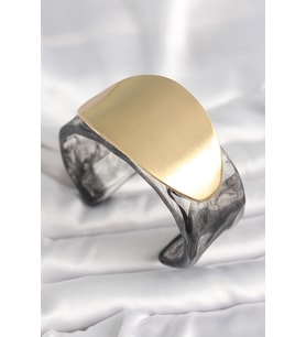 Siyah Mermer Desen Akrilik Plastik Gold Oval Plaka Model Vintage Kadın Bilezik TJ-BB6683