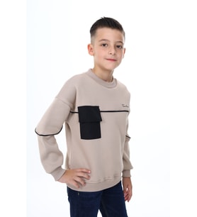Toontoy Erkek Çocuk Baskılı Sweatshirt (Bej)