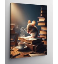 Kanvas Tablo Kitap Okuyan Hamster
