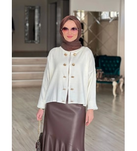 BLAZER KISA TRİKO HIRKA (Krem)