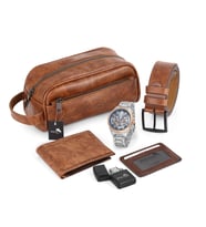 Polo Air Erkek Kol Saati El Çantası Cüzdan Kemer Kartlık Çakmak Set Kombin Set PL-0872E (TABA-TABA)