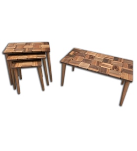 Orta sehpa-zigon 13789 ST KARELİ Tabla Kayın Retro Ayak Parlak Açık Ceviz Natüre (Kahverengi)