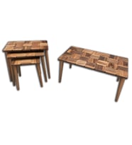 Orta sehpa-zigon 13789 ST KARELİ Tabla Kayın Retro Ayak Parlak Açık Ceviz Natüre (Kahverengi)