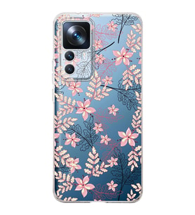 Xiaomi Mi 12t  Kamera korumalı Kapak Floral Kırmızı Tasarımlı  Şeffaf Kılıf