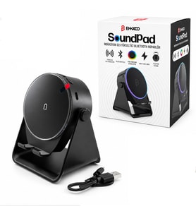 SOUNDPAD 5IN1 - 5W - 2000mAh TEMAS İLE SES YÜKSELTME - TELEFON STAND - USB-C ŞARJ SİYAH İNDİKSİYON SES YÜKSELTİCİ BLUETOOTH HOPARLÖR SPEAKER EKD-S10 (5343)