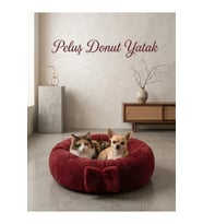 Yumuşak Pelüş Simit Kedi ve Köpek Yatağı, Renkli ve Konforlu